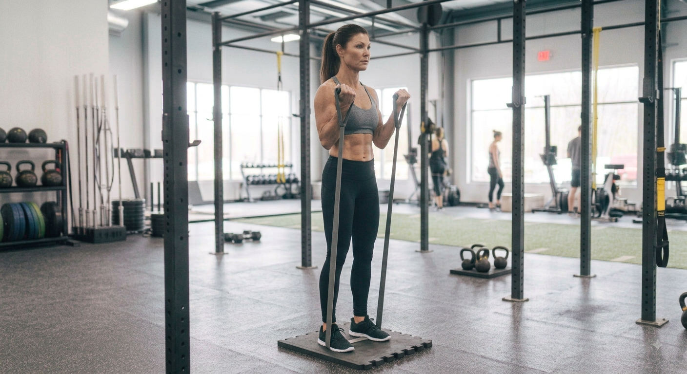 Banded  Bicep Curls Using Resistance Band